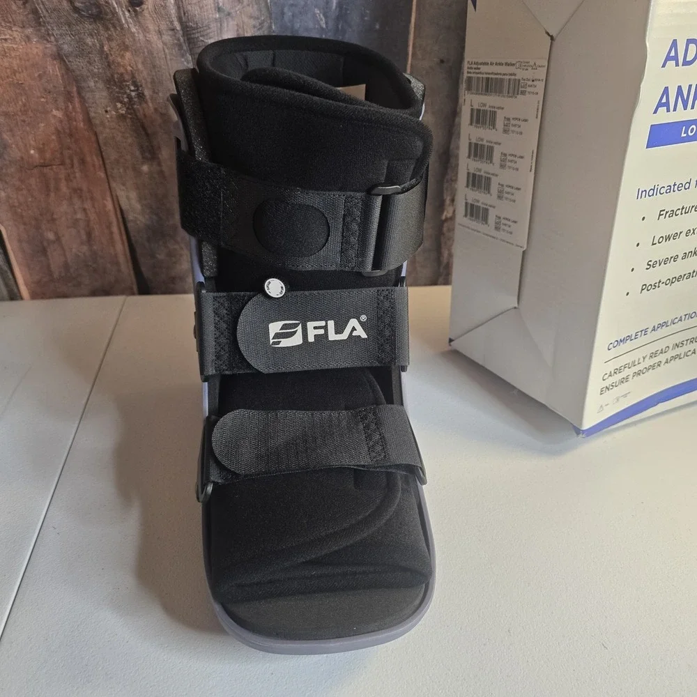 FLA Adjustable Air Ankle Walker Boot Low Large M 10.5-12.5‎ W 11.5-13.5 & Sock